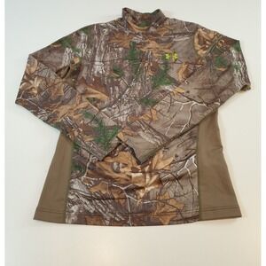 Under Armour Shirt Brown Camo Scent Control Realtree Coldgear Fitted Men's Large